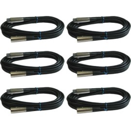 MCSPROAUDIO 6 Pack Lot 3Pin XLR Extension Microphone Mic Cable M/F Male to Female 15ft foot