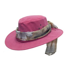 Outdoor Summer Hat with Hat Scarf Made of Vegan Leather Super Light and Airy with Chin Strap Waterproof with UV Protection for Women, Lizzard, XL