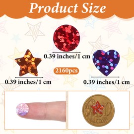 2160 Pcs Star Sticker for Kids Reward, Holographic Rainbow Stickers, Behavior Reward Sticker, Colorful Foil Star Heart Gems Stickers for Teacher Rewards Sheet Incentive Charts Home Art Craft Party