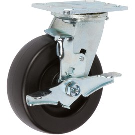 ICON Caster Wheels 6" x 2" PHN Heavy Duty Industrial Casters, Top Plate 4" x 4.5", Black, 2 Rigid 2 Swivel w/Top Lock Brake, Non-Marking Phenolic Wheel, Load Capacity 4800 lbs. per Set (4-Pack)