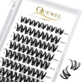 QUEWEL Lash Clusters Mix8-16mm Cluster Lashes Clear Thin Band DIY Lash Extensions Comfortable & Not Fall Apart Individual Lashes Long-Lasting Natural Look(QU19-Mix8-16mm)