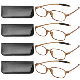 OCCI CHIARI 4 Pack Computer Reading Glasses Blue Light Blocking Readers Women Men Lightweight Flexible TR90 Reader 1.00 1.25 1.50 1.75 2.00 2.25 2.50 2.75 3.00 3.50 4.00 (Brown,175)