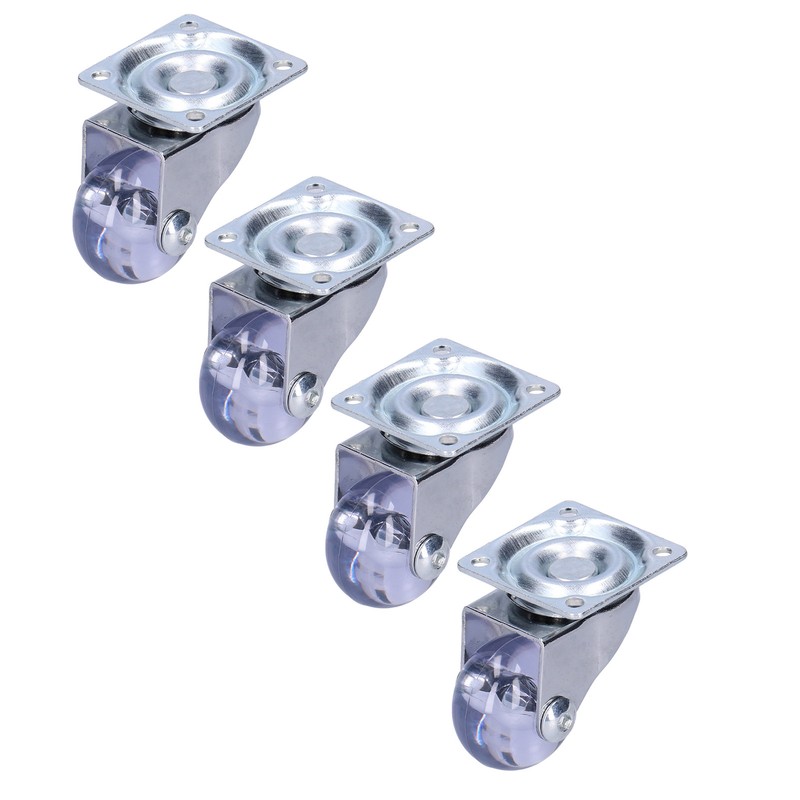4 Pcs Swivel Caster Heavy Duty Stainless Steel Transparent PU