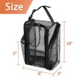 Cosmos Mesh Shower Caddy Toiletry Organizer Hanging Shower Tote Bag, Quick Dry Shower Organizer Portable Bath Bag with Durable Zippers & Side Pockets for Travel, Gym, Swimming, Beach and Camp