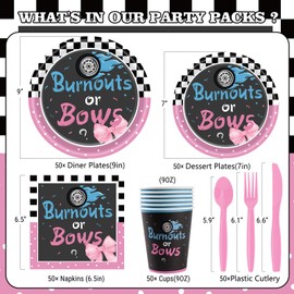 350 PCS Burnouts or Bows Gender Reveal Decorations for 50 Guests