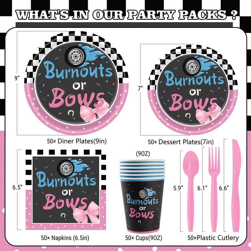 350 PCS Burnouts or Bows Gender Reveal Decorations for 50