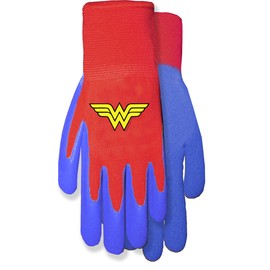 Midwest Gloves & Gear DCW100TH8 Wonder Woman Garden Toddler Gripper Gloves, Red Knit Liner/Blue Coating