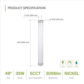 ASD 48 Inch LED Bathroom Vanity Light, 5CCT 2700K-5000K 35W, Dimmable Bathroom Light Fixtures, Modern Vanity Lights for Bathroom Lighting Fixtures Over Mirror, Wall Light Bar, Brushed Nickel, ETL