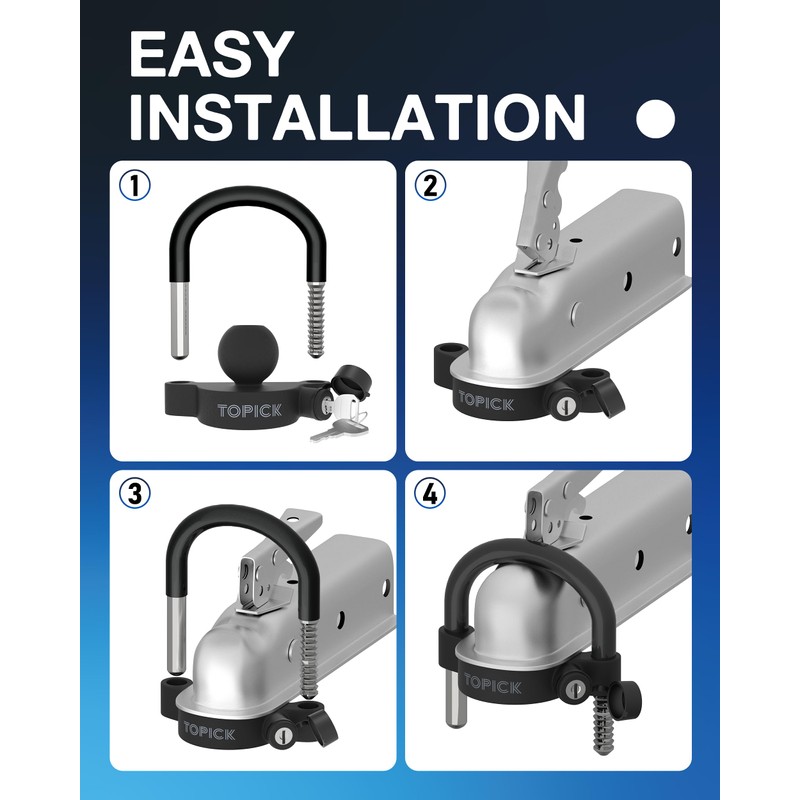TOPICK Keyed Alike Trailer Coupler Lock Set, Trailer Lock Kit