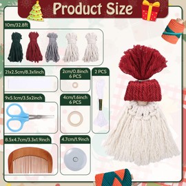LEMESO 6 PCS Christmas Crafts for Kids Adults, DIY Macrame Kit Party Favors - Make Your Own Stanta Gnome Christmas Ornaments
