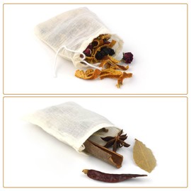 Pack of 30 Cotton Tea Bags with Drawstring, Small Linen Bags, Reusable Muslin Bags, Natural Unbleached Cotton Bags, for Loose Tea, Coffee, Spices and Herbs, for Cooking and Soup