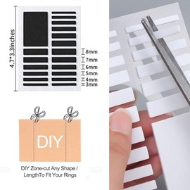 Ring Size Adjuster Set, 4 Sheets, Invisible Ring Guards, White, Yellow, Gray, Black