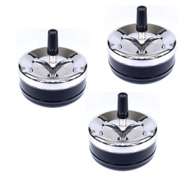 Yuelulala 3PCS Spinning Ashless Ashtray Extra Large Chrome Windproof Ashtray Outdoor Tabletop Ashtrays Large for Outdoor Home Office Bar Easy to EmptyEasy to Empty (A87-3)