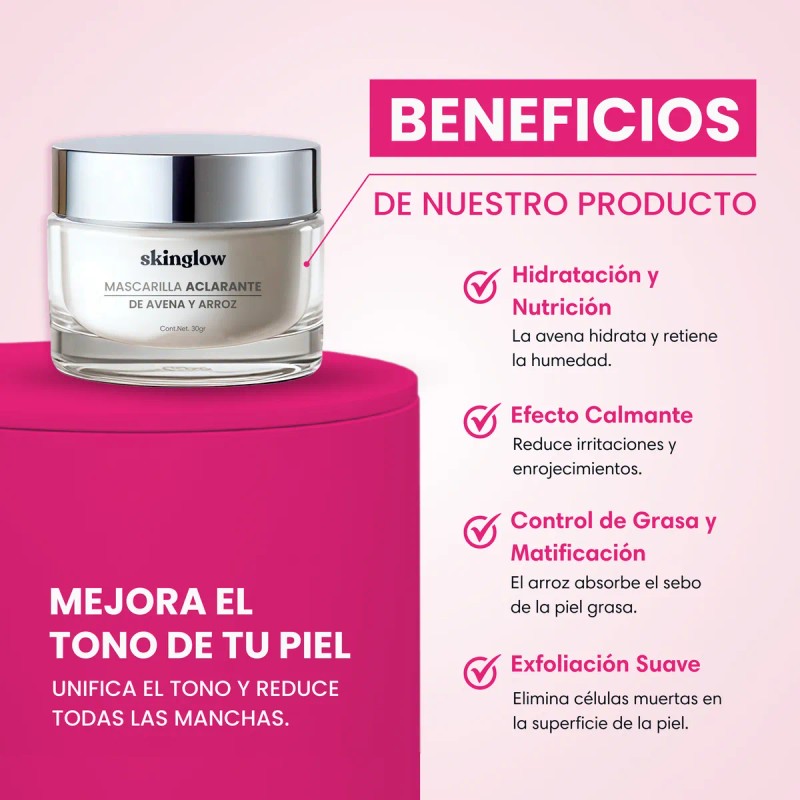 Mascarilla Facial Aclarante Antimanchas Avena