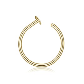 14k gold filled Small Thin 20g Nose piercing hoop ring jewelry for women, 7-8mm Adjustable