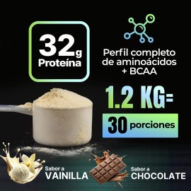 Amarte Labs Protena Vegana 100 Natural, 32 g de Protena por Porcin, BCAA y Aminocidos Esenciales, Alta Absorcin, Masa Muscular, Fuerza, Recuperacin,  