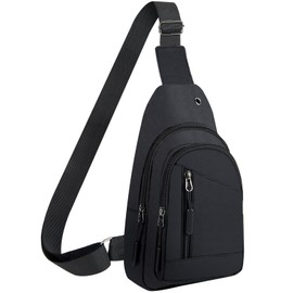 CisFyxia Crossbody Small Sling Bag for Women Men,Casual Lightweight Chest Pack Gym Athletic Backpack Multi Used Zipper Shoulder Daypack for Travel,Shopping,Hiking,Walking,Running,Biking,Black