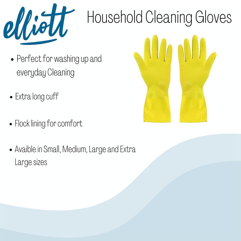 Elliott Household Cleaning Gloves, Latex Washing Up Gloves with extra