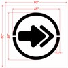 46" Dunkin Donuts Straight Arrow Circle Stencil - 1/16" (.063")