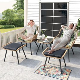 TESICA 18" x 18" Outdoor Indoor Rocking Chair Cushion Replacement Cushions Floral Seat Pads Patio Chair Seat Pads for Porch, Garden White Green