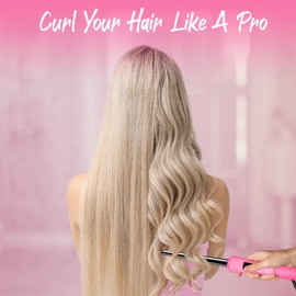 Herstyler Baby Curls Mini Curling Iron | Tapered 1/2 to 3/4 Curling Iron | Skinny Curling Wand for Queens Who Want to Be Crowned in Curls | 9mm to 13mm Wand with Dual Voltage | Pink