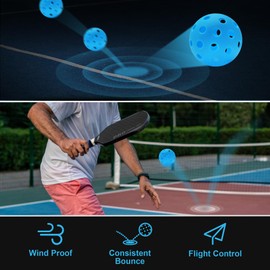 Sukeen Outdoor Pickleball Balls - High Bounce Set of 6, 40 Holes, Blue