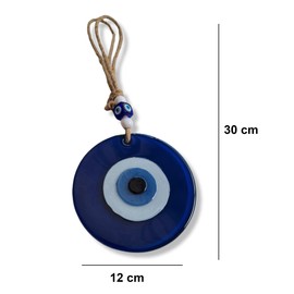 MYSTIC JEWELS - Round Turkish Eye Ornament with Jude for Wall Decor, Prevent Evil Eyes of Your Home, Good Luck Amulet, Good Luck Ornament (Blue)