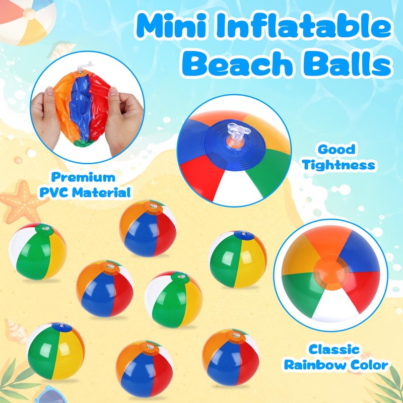 Coopay 30 Pack Mini Beach Balls, 6 Inch Small Inflatable