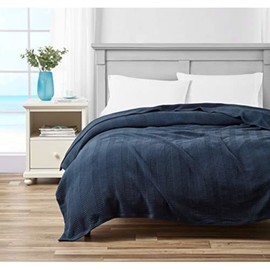 Nautica - Queen Blanket, Soft Cotton Bedding, Ideal Home Decor for All Seasons (Rope Stripe Navy, Queen)