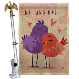 Angeleno Heritage Sweet Mrs Burlap House Flag Eagle Set Celebration Wedding Marriage Bride Groom Occasion Anniversary Party Decoration Banner Small Garden Yard Gift Double-Sided, Made in USA