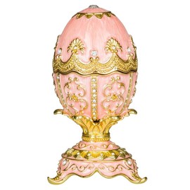danila-souvenirs Faberge Style Egg Musical Jewellery Box with Fairy Figurine 12.5 cm Pink