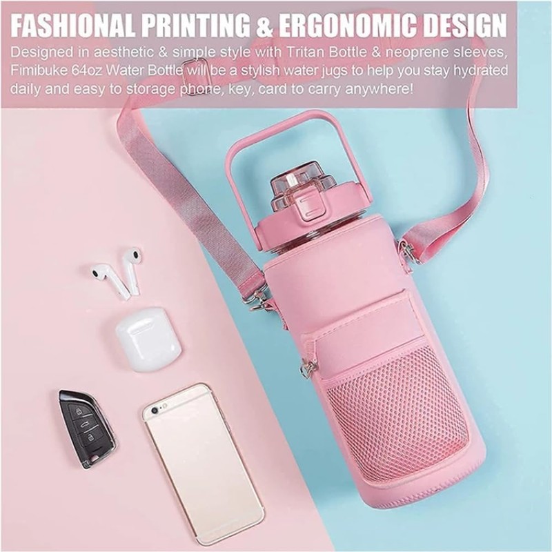 2L/64OZ Water Bottle Cover with Strap Drink Sport Cup Case