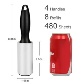 480 Sheet Extra Sticky Lint Roller - Pet Hair Remover for Clothes - 4 Handles + 8 Refills Pack