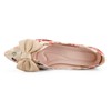 Hxlber Apricot Flats for Women Pointed Toe Bow Embroidery Ballet
