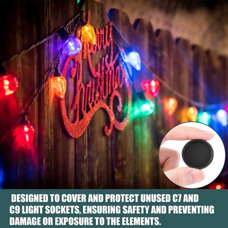 Threlaco 50 Pcs Christmas Light Socket Safety Cap Plugs for