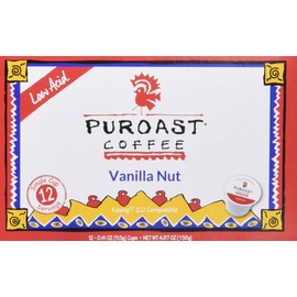 Puroast Low Acid Coffee Vanilla 72 Single Serve Compatible with Keurig 2.0 Brewers, Vanilla Nut (Caffeinated), 72 Count