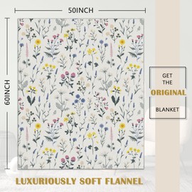 Wildflowers Blanket,Cute Floral Soft Lightweight Throw Blanket for Sofa Couch Bed Room 50x60 inch