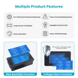 AC 80-260V 100A LCD Digital Display Multi-Function Power Monitor Voltage Current Frequency Power Factor Energy Meter Ammeter Voltmeter with Split Core Current Transformer