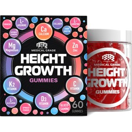 Height Growth Increase Gummies Vitamins, Grow Tall Supplement, Calcium, Magnesium, Zinc, Ashwagandha, Glucosamine Multivitamin for Teens, Kids, Adults