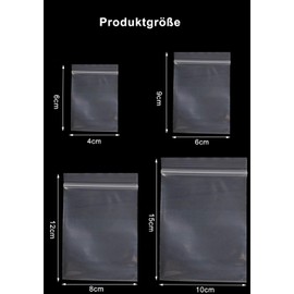 Set of 400 Ziplock Bags, Resealable Set, 4 Sizes, Small Zip Bags, Ziplock Bags, Transparent PE Poly Bags, Clear Plastic Bags, Ziplock Bags
