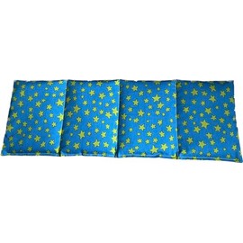 Organic Rye Grain Cushion 4 Chambers 50 cm x 17 cm Blue/Yellow Stars