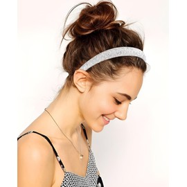 Wecoe 2pcs Rhinestone Headbands Women Girls Sparkly Bling Diamond Silver Black Headband Fashion Comfortable Head Band Non Slip Birthday Wedding Formal Hair Accessories For Women Girls Gifts