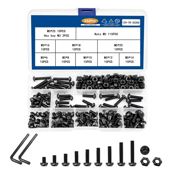 (232 Pieces) Hex Socket Screw Set M5 x 6 mm