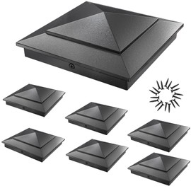 Steel DN Mate 6 Pack Aluminum Pyramid Post Caps for 4x4 Wood Posts (Actual 3.5" x 3.5"), Durable Powder-Coated Fence Post Caps for Decks, Patios, Fences PC04