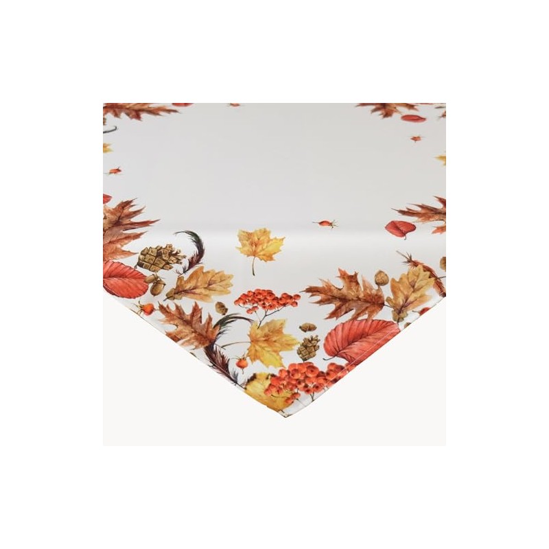 texpot Tablecloth 110 x 110 cm Autumn Leaves Cream White