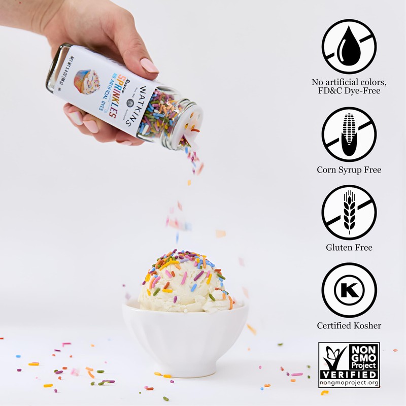 Watkins Watkins Rainbow Decorating Sprinkles, No Artificial Dyes, Kosher, 3.4