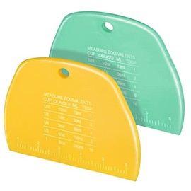 Teenitor 2 piezas de cortador de masa, raspador de banco de plástico, raspador de masa madre, raspador de masa con escala de medición, raspadores de a