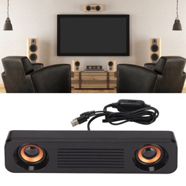 Portable Wired Speaker HiFi Stereo Subwoofer Desktop Long Speaker USB Powered 3.5mm Plug for TV Computer Tablet, Home Audio Theater Surround Sound System