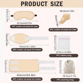 LxcshLjx 9Pcs Castor Oil Packs, Reusable Castor Oil Pack Wrap, Washable Organic Cotton Caster Oils Packet Kit, Adjustable Elastic Straps Compress Pads Package for Eyelashes, Eyebrows, Knee, Leg, Feet