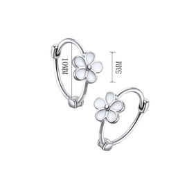 HinDaLi Flower Hoop Earrings 925 Silver for Women Girls Women Small Silver Earrings Women's Flower Hoop Cartilage Hypoallergenic, 10 mm, Sterling Silver, No Gemstone